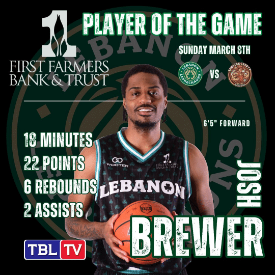 Josh Brewer, Player of the Game 3-08-2026
